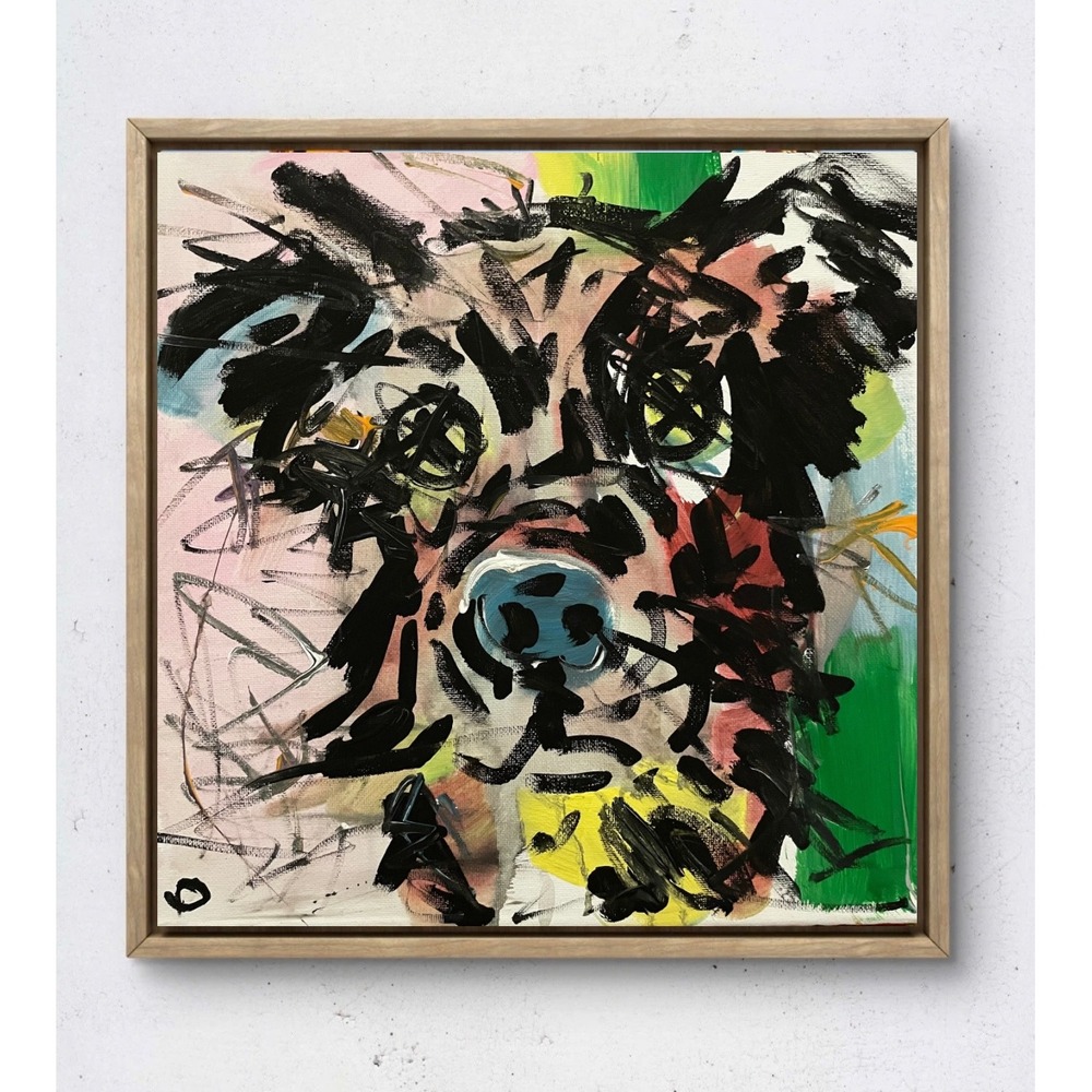 OMAN Original Abstract Dog Portrait Painting 12x12 Expressionist Canvas Wall Art
